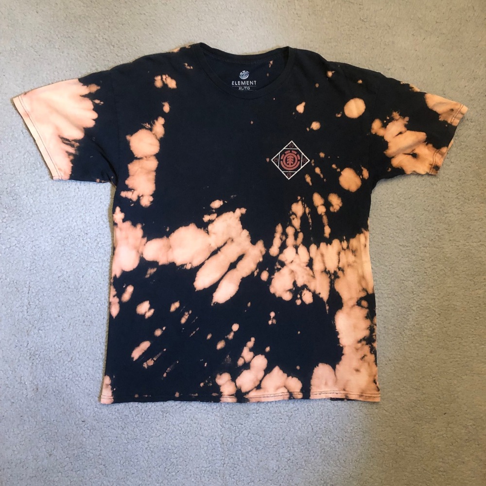 Element‎ Skateboards Bleach Dye T-Shirt Mens XL Black Orange Distressed Skate